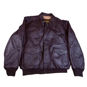 Landing Leathers Jacket Mens 2XLT Brown Leather Air Force Bomber USA Flag Lined